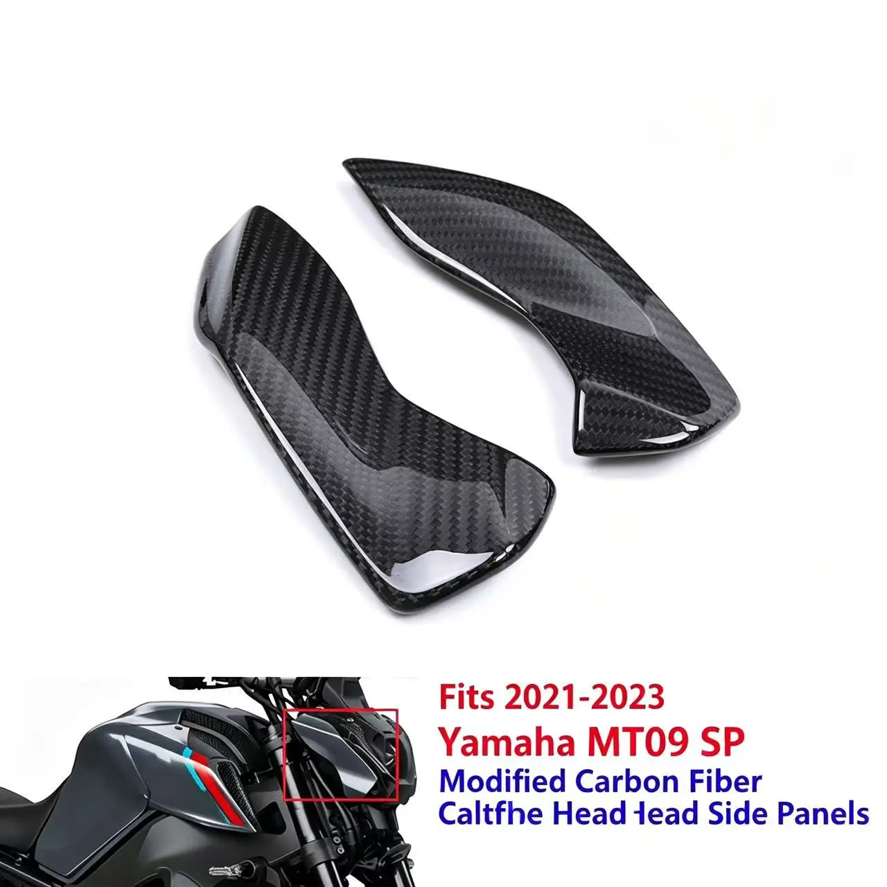 Фото Подходит для мотоцикла Yamaha MT09 SP 2021-2023: модифицированный карбоновый обтекатель, аксессуары, крыло, фиксированное ветровое крыло. №4
