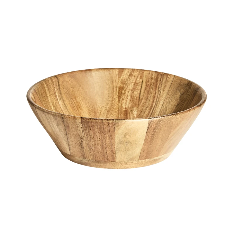 

Camping Dinnerware Acacia Wood Large Angled Bowl, Natural Finish