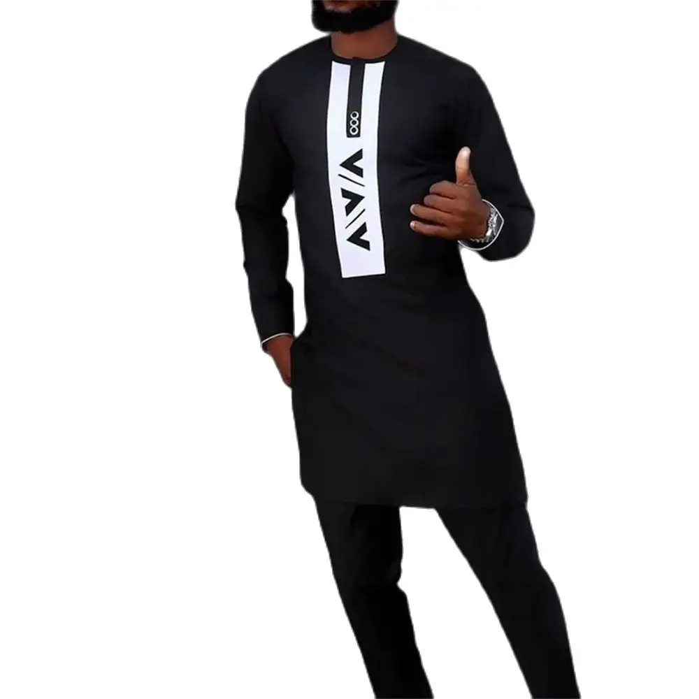 Dashiki Men's 2Piece Sets Outfit Long Sleeve Shirt Pants Traditional Ethnic Suit  Men's Outfit African Style Casual Clothing