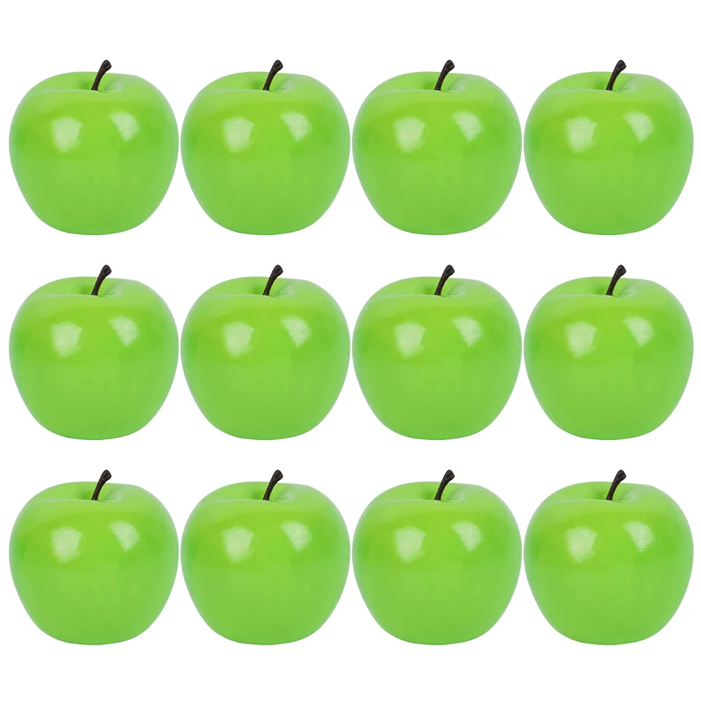 

12 Pcs Simulated Fruit Ornaments Artificial Fruits Fake Apples Models Green Simulation Foam Foams