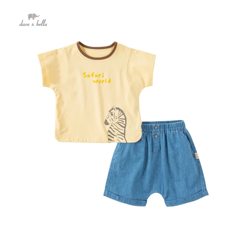 

Dave Bella Children's Short Suit 2023 New Summer Boy's Two-Piece Fashion Casual Cartoon Cotton Outdoors Sport Beach DB2235709