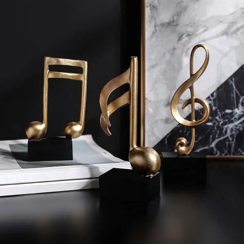 

Золотая декоративная модель с музыкальными нотами, роскошное украшение для гостиной, винного шкафа, кофейни, окон, реквизит, украшение