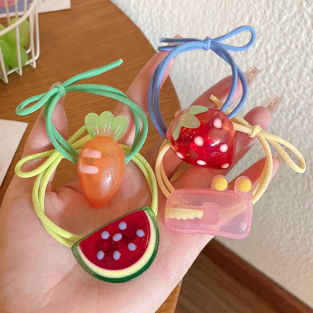 

1pc Crystal Jelly Fruit Hair Ties Rope Girls Gum Clear Elastic Hair Bands Two Color Rubber Bands Strawberry Ponytail Holder
