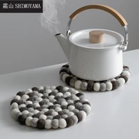 shimoyama wool felt coaster 20cm round handmade placemats tableware mat heat resistant pot pad kitchen home decor drink cup mats