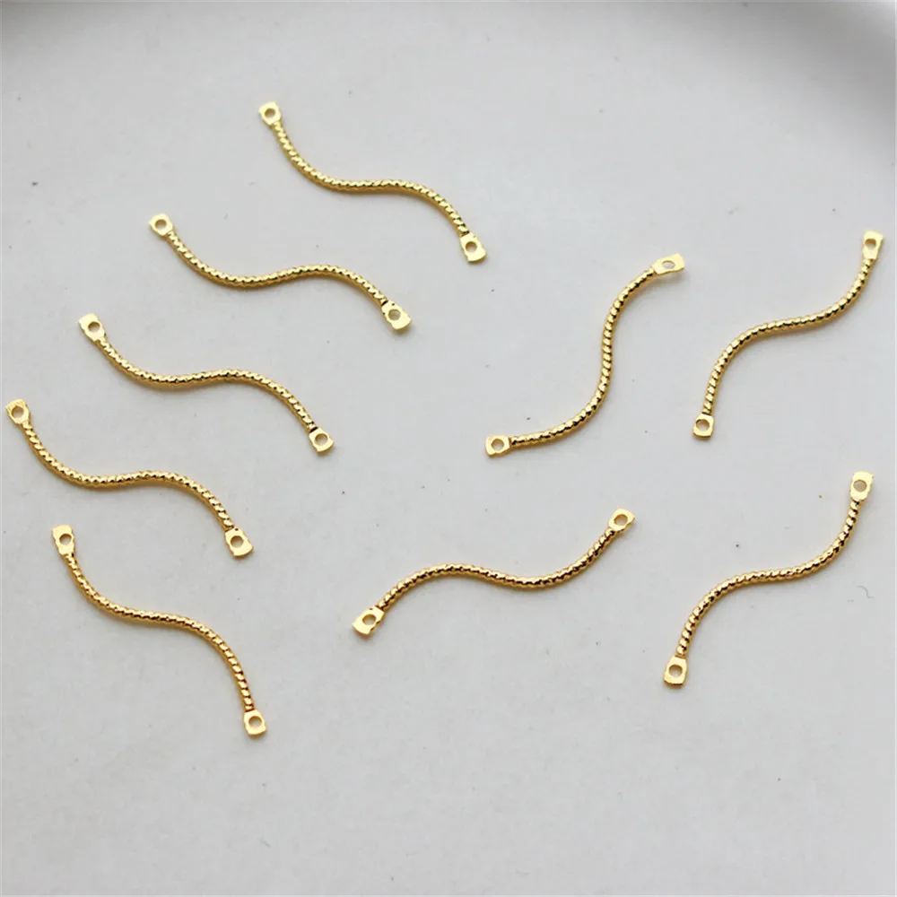 

14k Gold covered batch flower stick wave S-shaped double hanging link necklace bracelet earrings DIY jewelry accessories