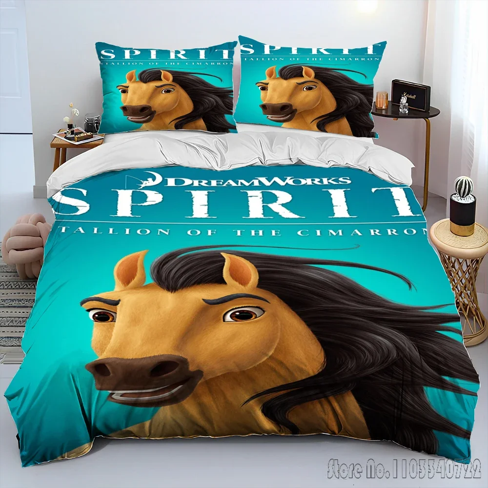 Spirit Riding Free Horses мультяшный пододеяльник HD для детей комплекты постельного белья