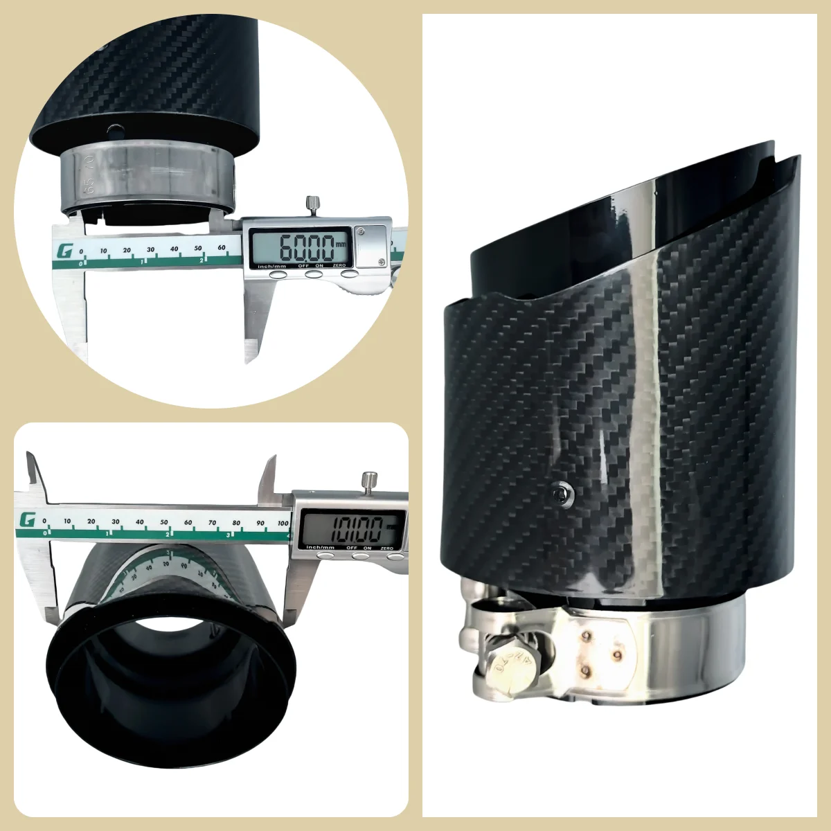 

1 шт. универсальный автомобильный глушитель из углеродного волокна из нержавеющей стали, яркий черный саржевый глянцевый глушитель, наконечник выхлопной насадки