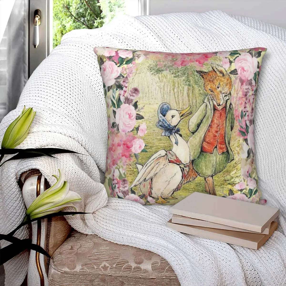 Декоративный чехол для подушки Jemima с изображением улыбки цветов Квадратной