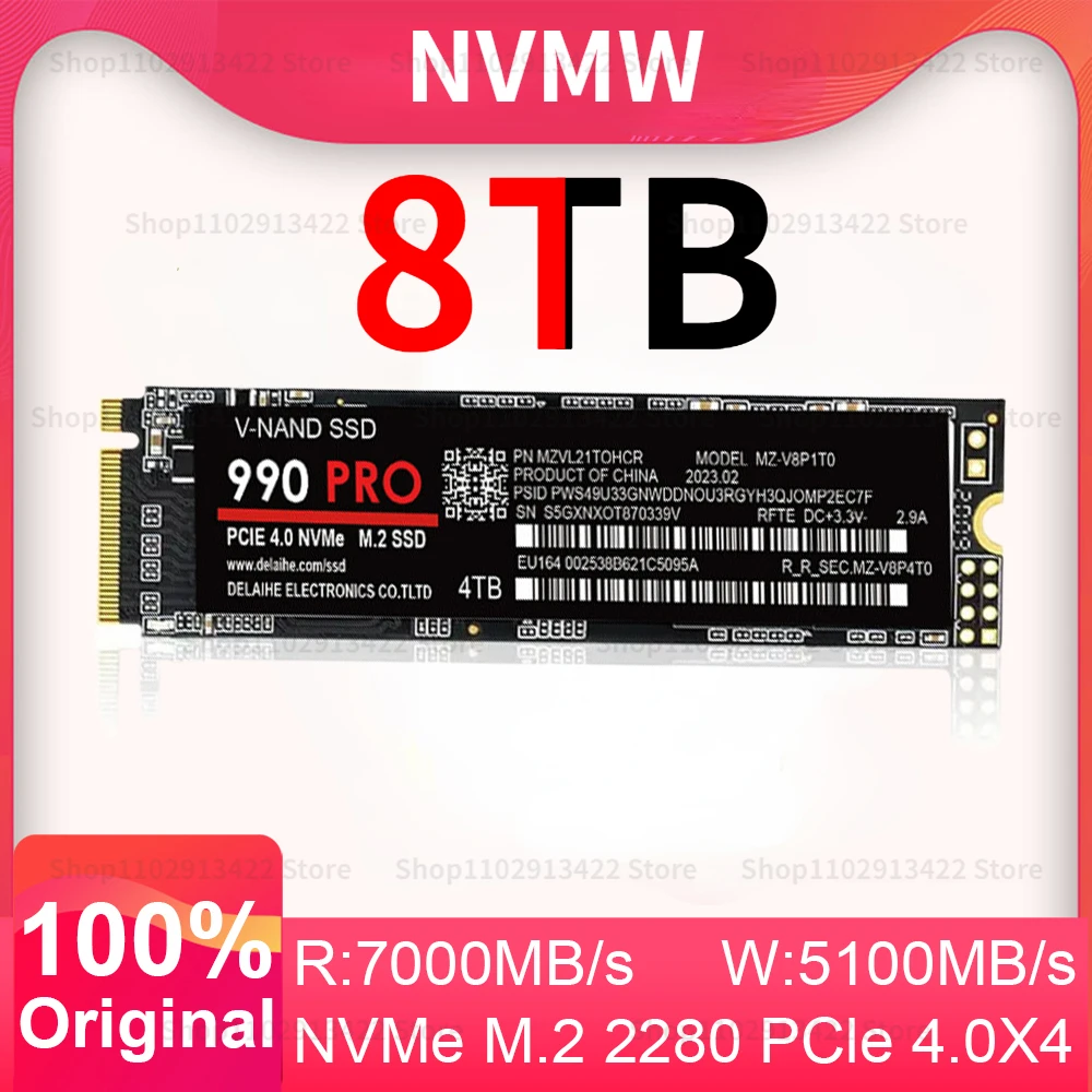 

4TB 990 PRO PCIe 4.0 NVMe 4.0 M.2 2280 2TB 1TB SSD Internal Solid State Hard Drive For Laptop Desktop MLC PC Computer disco duro