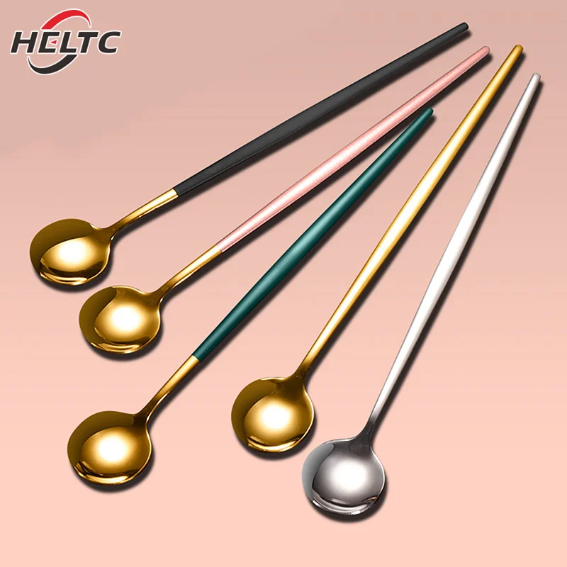 Креативная ложка для смешивания кофе из нержавеющей стали с длинной ручкой