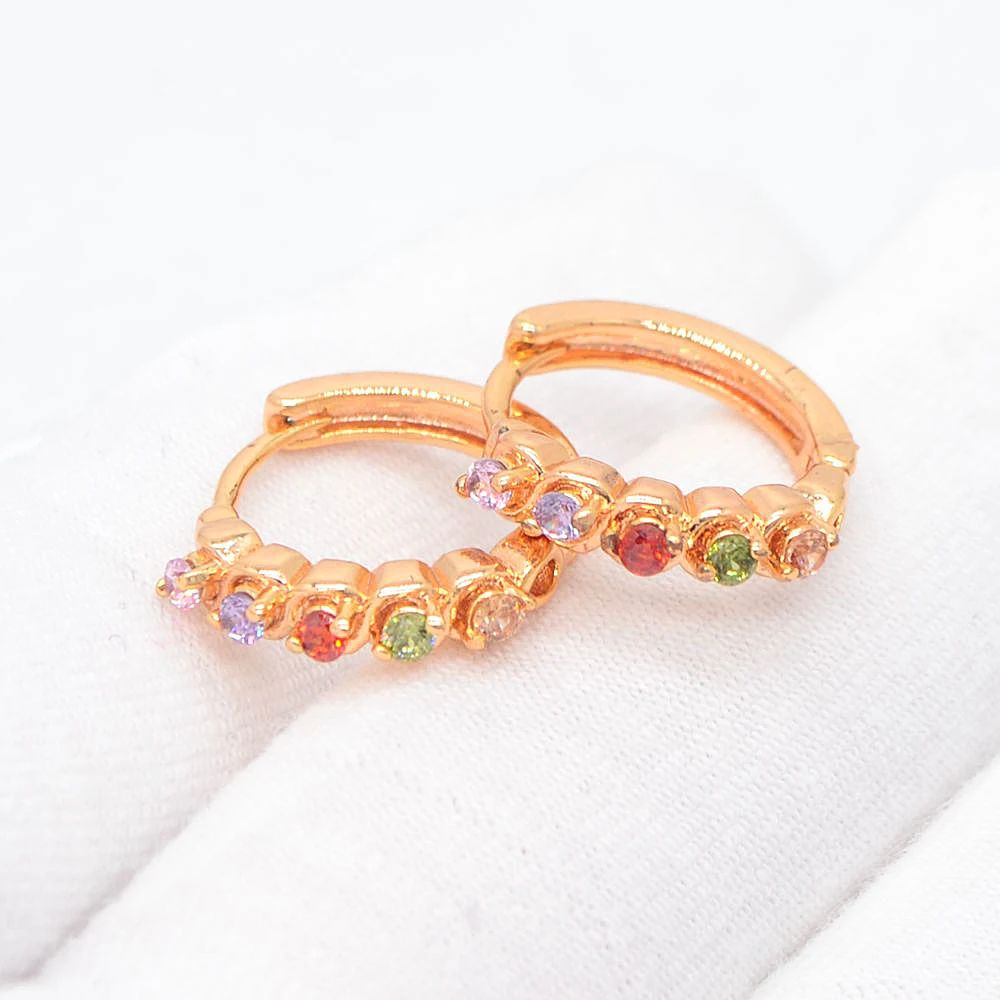Высокое качество золотого цвета модные многоцветные CZ женские обручи висячие