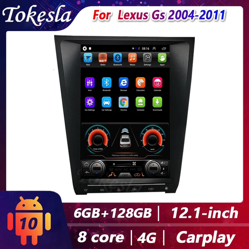 

Tokesla Car Audio For Lexus GS Radio 2 Din Android Tesla Stereo Receiver Central Multimedia Dvd Video Players Screen Navigation