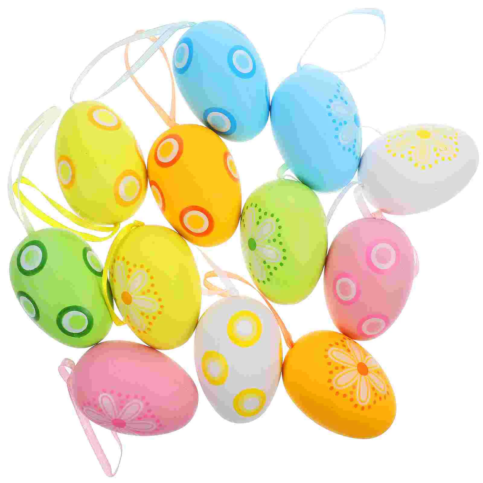 

24 Pcs The Gift Egg Ornaments Easter Door Adorn Festival Decor Prop Pendant Plastic Scene Hanging Party Favor