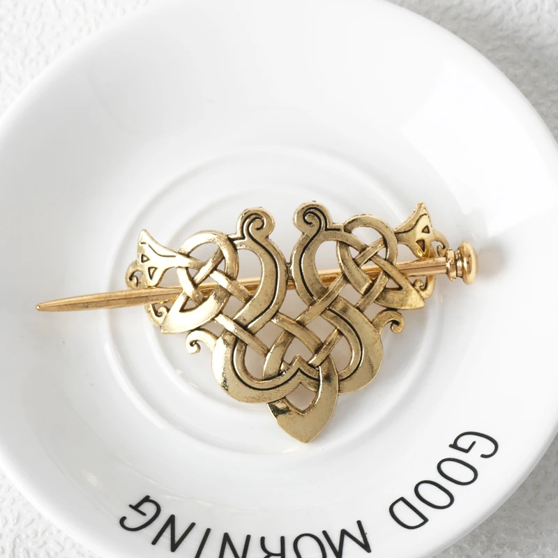 Заколка для волос в стиле викингов винтажная металлическая зажим с узлами