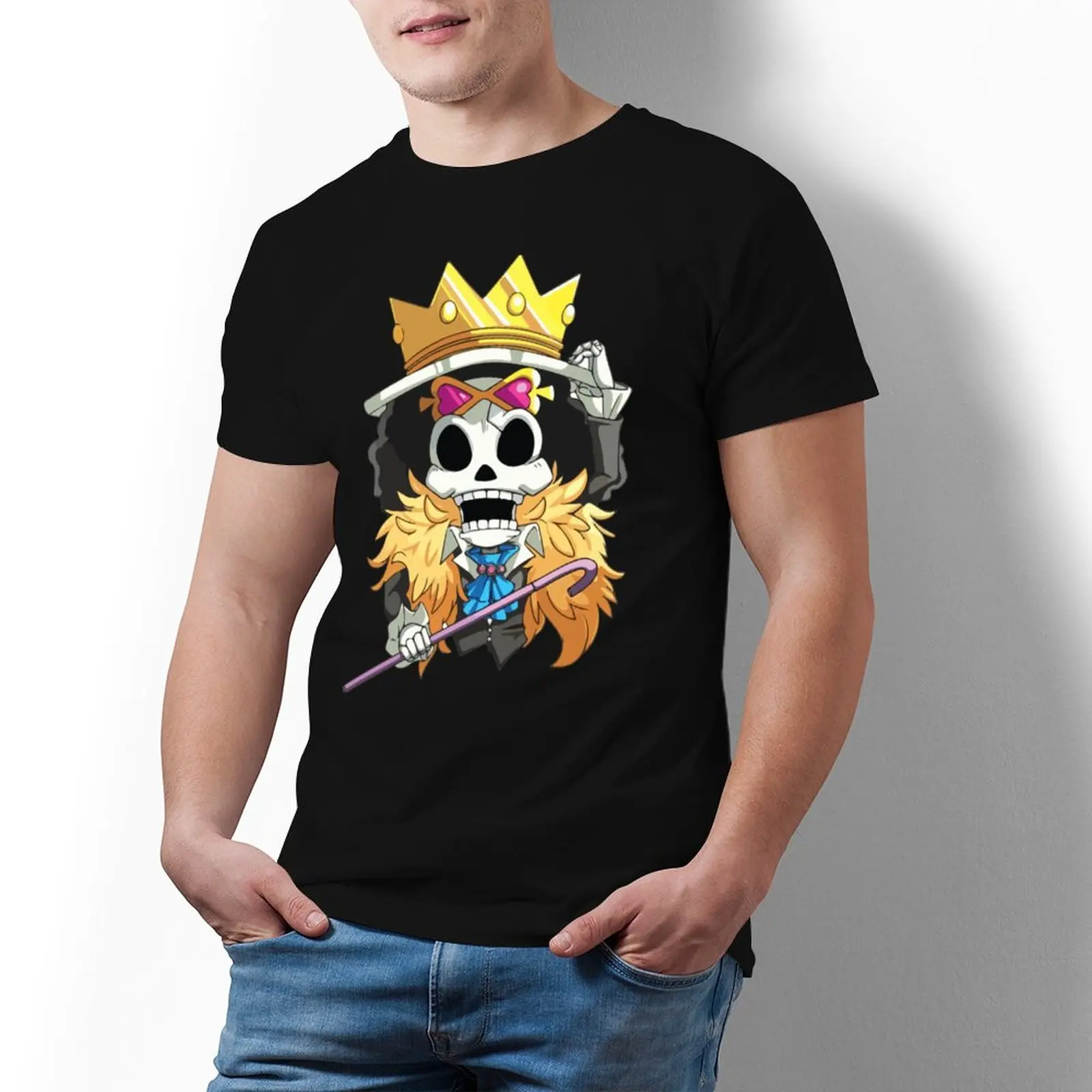 

Bandai One Piece Brook Chibi T Shirt Japanese Big Streetwear T-Shirt Print Cotton Male Tshirt