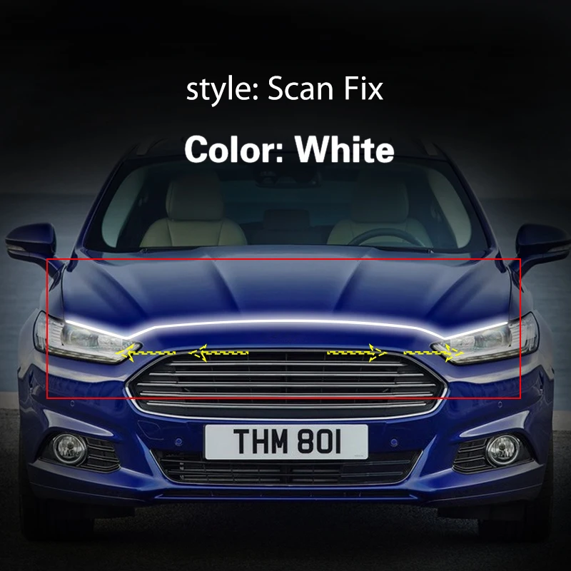 

Автомобильное мигание для Ford Mondeo Fusion 2014-2019, сканирование, запуск, светодиодные DRL 12 В, дневные ходовые огни, светодиодные противотуманные фары, водонепроницаемые