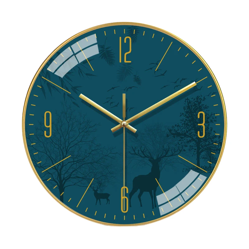 

12 Inch Wall Clock Battery Operated Wall Clock Non-Ticking Round Clock for Home/Living Room/Bedroom Modern Style Blue Black
