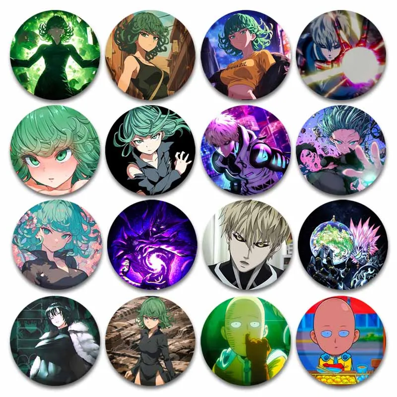 Anime ONE PUNCH-MAN Tatsumaki Saitama Badge Tinplate Snap-in Brooch Pins Clothes Backpack Accessories Jewelry Gifts for Friend
