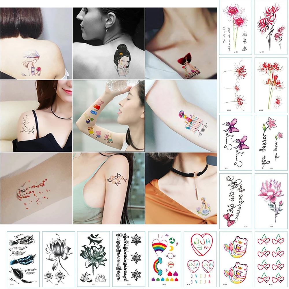 

VISIBLE 30 Pieces/set Waterproof Art Painting Arm Flower SexyTattoos Temporary for Women Legs Sticker Colored Drawing Tattoos