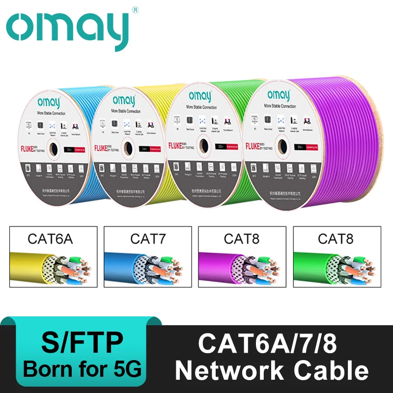 Cat6A/7/8 Fulk Ethernet-кабель 305 футов (2000 м) S/FTP 22/23AWG LSZH OFC твердый чистая неизолированная медная проволока 600 МГц UTP PVC CMR сеть