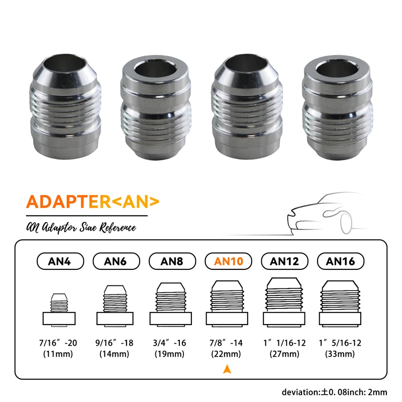 

4PCS AN10 7/8"-14 Male Adapter Weld Bung Nitrous Hose Fitting Tank Cell Cooler