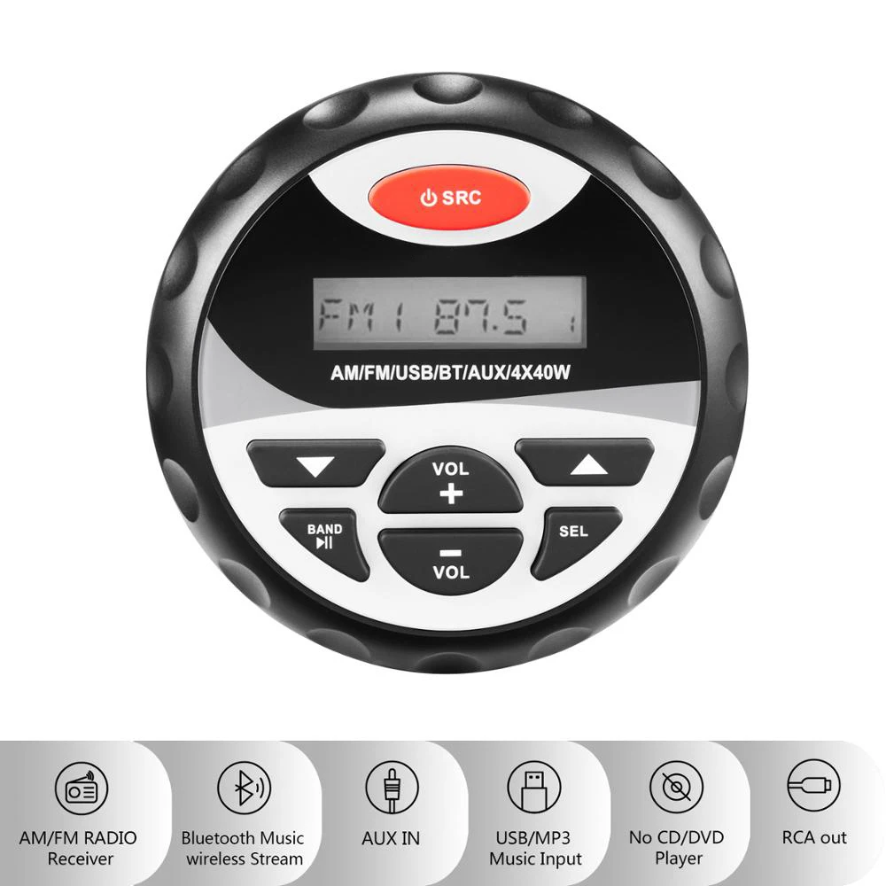 Фото Динамики Лодка Мотоцикл Морской Водонепроницаемый Стерео Bluetooth Автомобильный MP3-плеер USB и AUX Аудио RV Яхта Открытый Радио Непроницаемый UTV №5