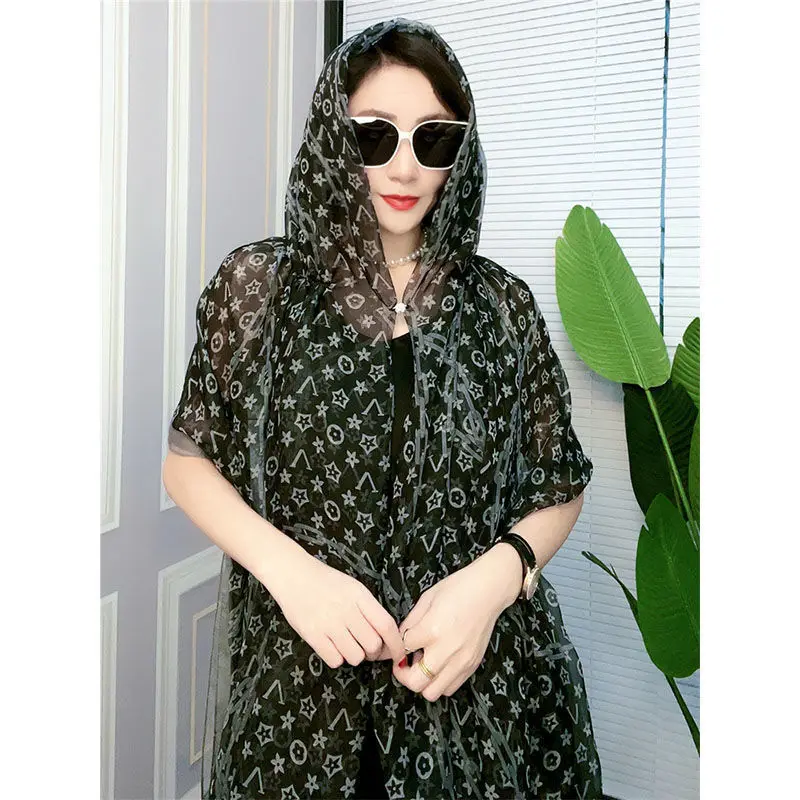 

Плащ-пончо, Пляжная накидка с капюшоном, искусственное пальто, защита от ветра, многофункциональный шарф, для пляжа, отдыха и досуга, женское...