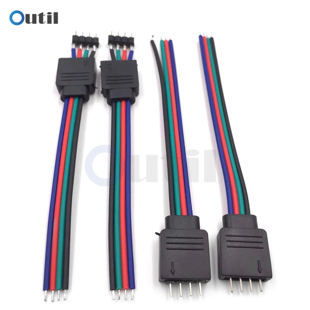 

5pcs 4pin Male Female Strip Cable 10mm 2.54mm/pin 4-pin RGB RGB Connector Cable Wire for LED SMD3528 5050 RGB Strip light