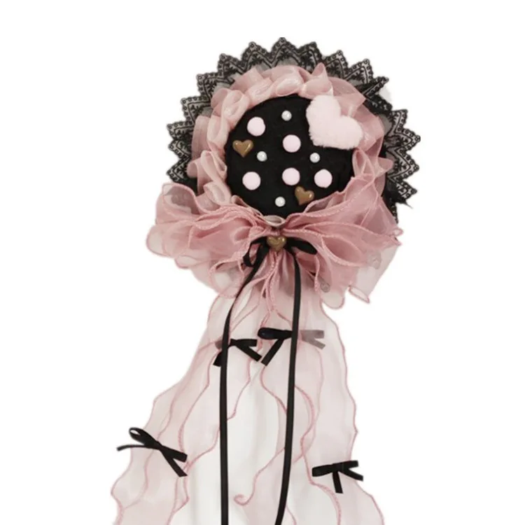 Аксессуар для волос девочек плоская шляпка цвет черный розовый французский