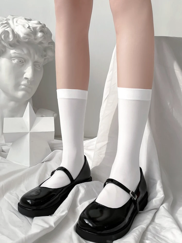 

Однотонные женские носки VISNXGI JK, длинные носки для девочек в стиле "Лолита", мягкие эластичные гольфы до колена, чулки для косплея