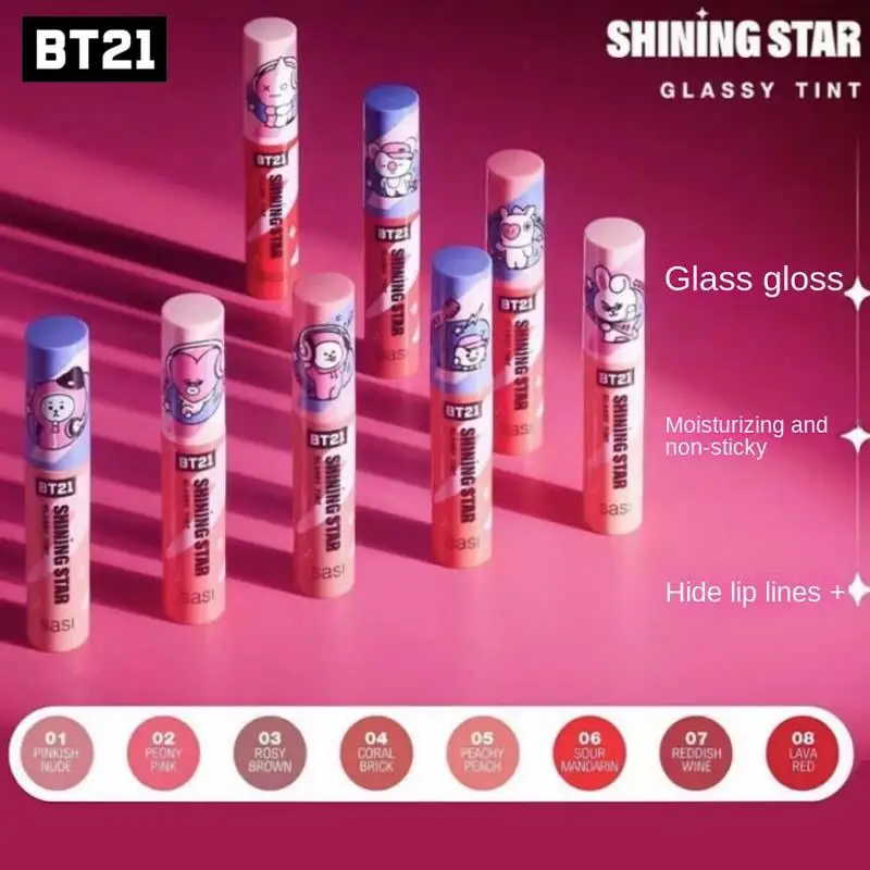 

Original Bt21 Glossy Lip Glaze Tata Rj Koay Cartoon Girl Heart Hydrating Lip Glaze Non-Stick Cup Girl Group Cosmetics Girl Gift
