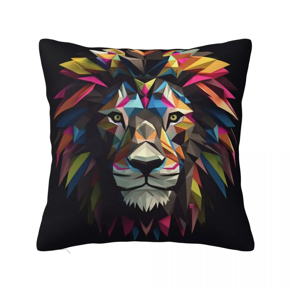 

Lion Pillow Case Paper Art Geometric Vintage Polyester Pillowcase Hugging Zipper Spring Cover