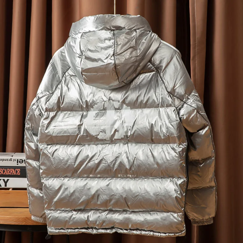 2022 Winter Trend Men Duck Down Coat & Jacket Shiny Silver Parkas for Male Outerwear Waterproof Windbreaker Clothing XXXL 3XL
