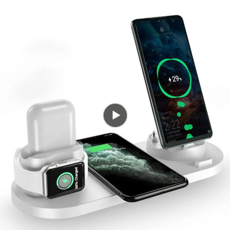 

New Multi-function Wireless Charging Portable Type C Stand 6 In 1 Wireless Watch Charger For Airpods /airpods/iphone/samsung
