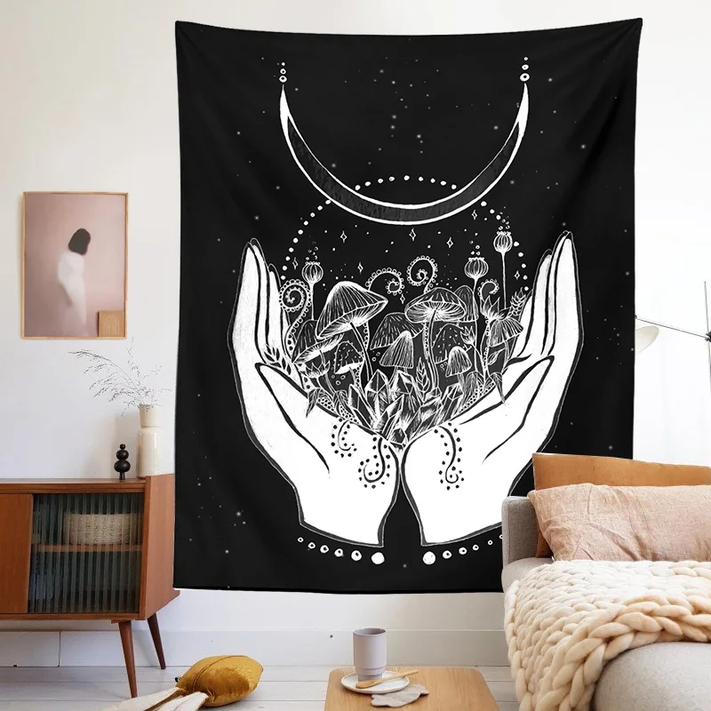 Гобелен с изображением гриба настенные психоделические грибы девушка цветок