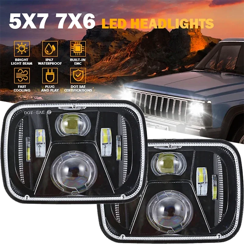 Фары головного света автомобильные 7x6 5x7 дюймов 12 В 1 пара