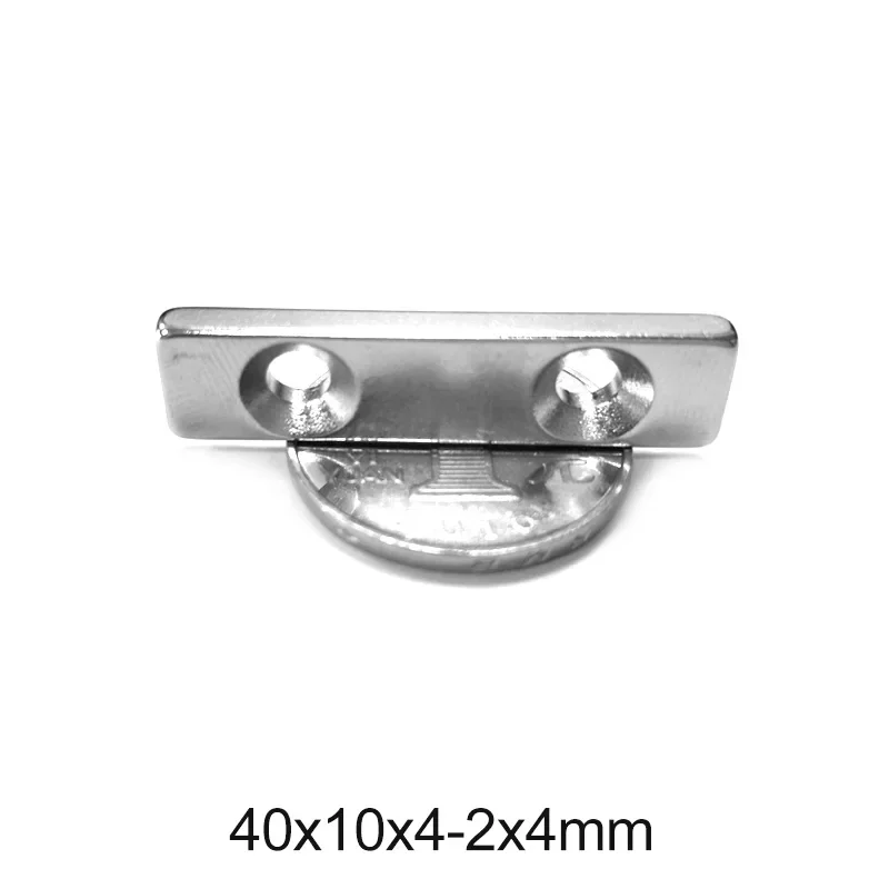 40x10x4-4 Старшие квадратные магнитные отверстия 4 мм Мощный сильный неодимовый