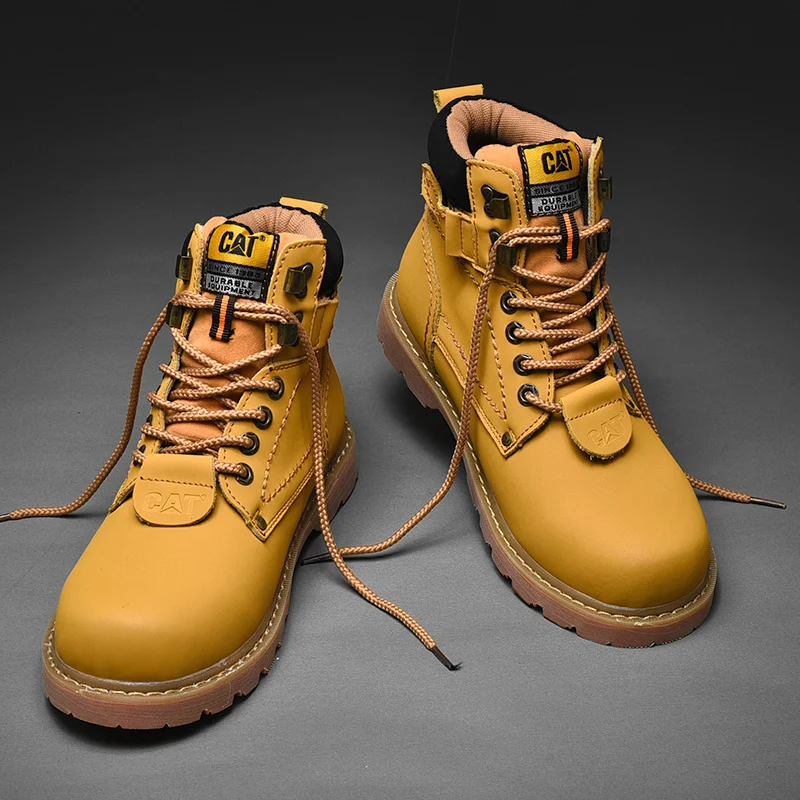 

Yellow Couple Ankle Boots Men Comfortable Warm Work Boots Men Leather Boots Outdoor Motorcycle Boots Men Plus size 35-46
