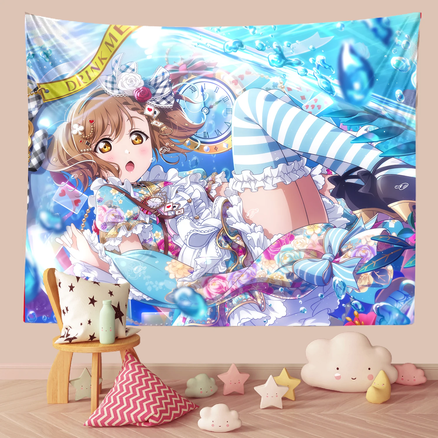 Хиппи девушка аниме гобелен с героями мультфильмов висячий фон тканевое