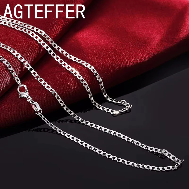 Боковое ожерелье из стерлингового серебра 925 пробы 16/18/20/22/24/26/28/30 дюймов