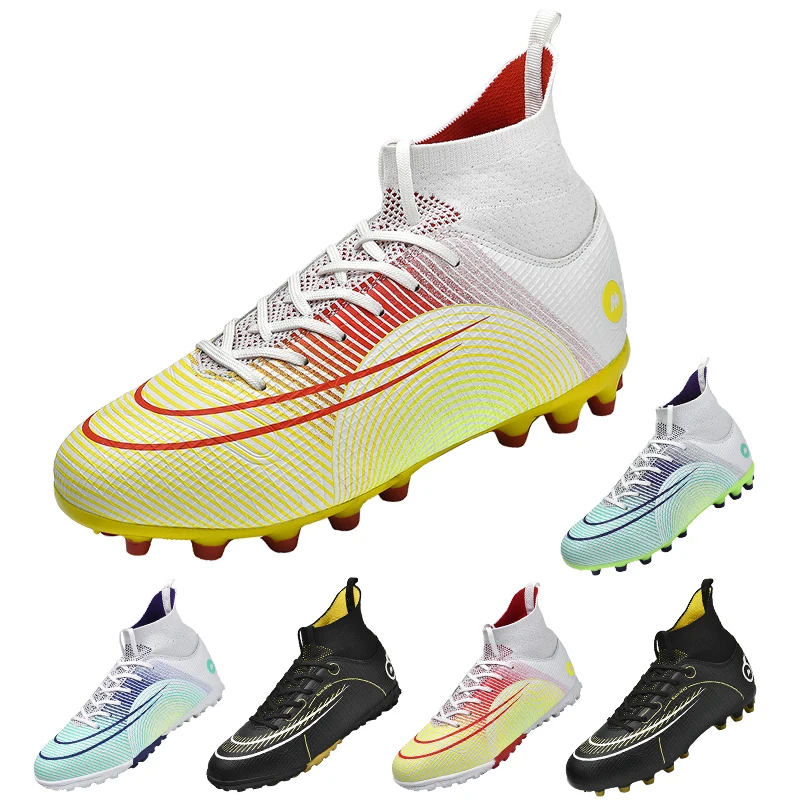 

Adult Professional Soccer Shoes Non-Slip Long Spike Football Boots Young Kids High Ankle Cleats Grass Soccer Sneakers 33-46#