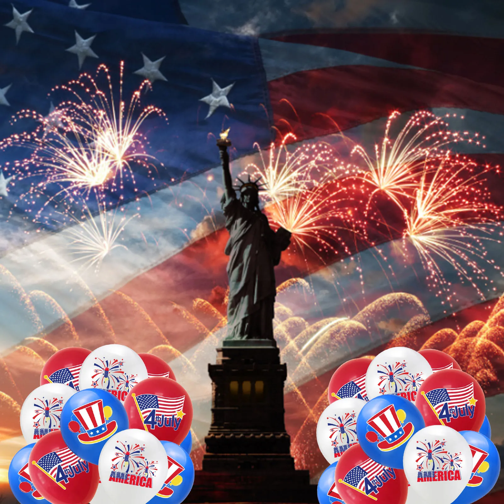 

American Flag Red Blue White Balloon Set Combination USA National Day July 4th Balloon Set Independence Day Theme Party