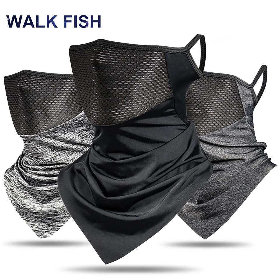 

Треугольный шарф-маска WALK FISH для мужчин и женщин, защита от солнца, анти-УФ, дышащий головной убор для скалолазания, для рыбалки