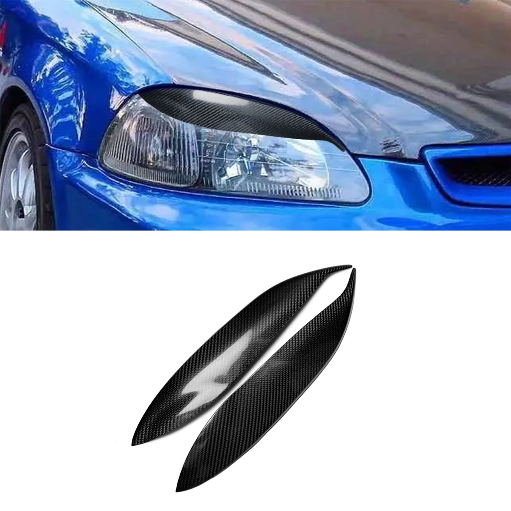 

1pair Real Carbon Fiber Car Headlights Eyebrow Eyelids Trim Cover For Honda Civic 1996 1997 1998 Car Accessories