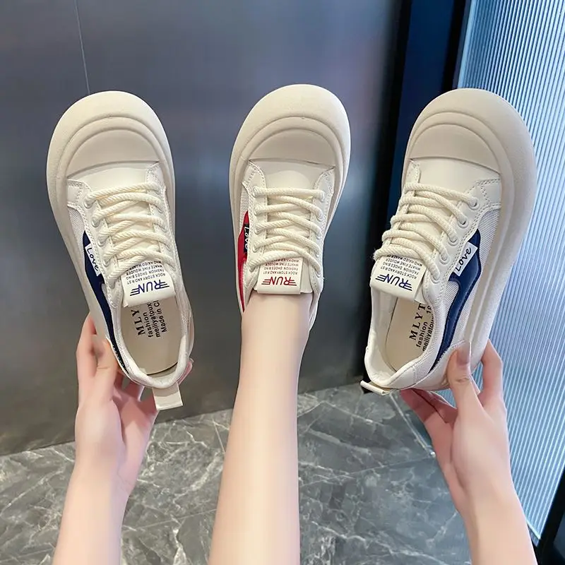 Attractive Round Toe Mesh Sneakers Girls Casual Thick Bottom Skateboard Shoes School Student Vulcan Trainers Womens Stylish Shoe