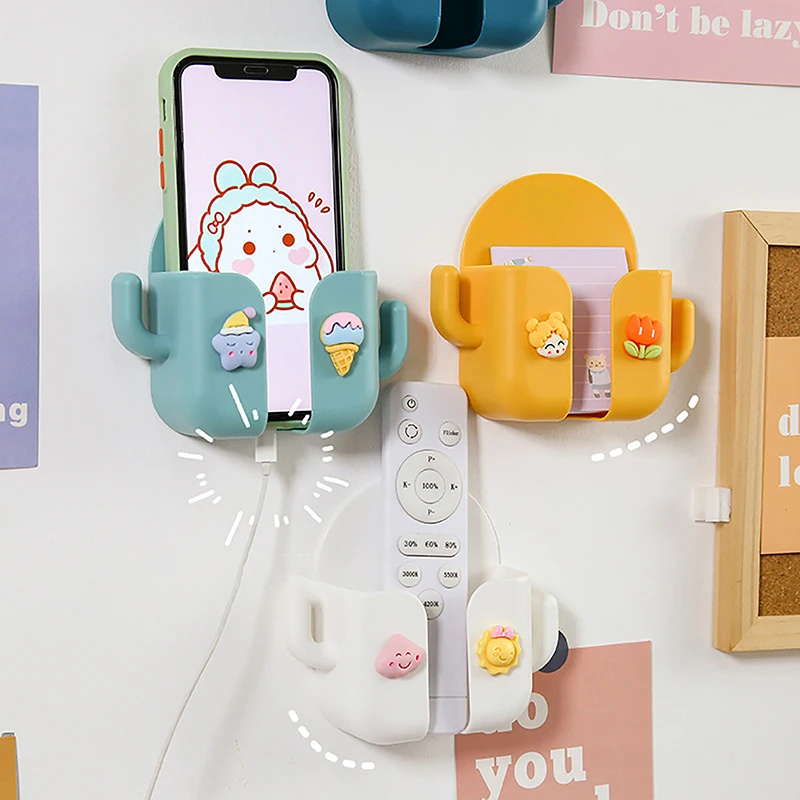 

TV Air Conditioner Remote Control Storage Box Wall Mounted Mobile Phone Holder Bathroom Organizer Charging Bracket