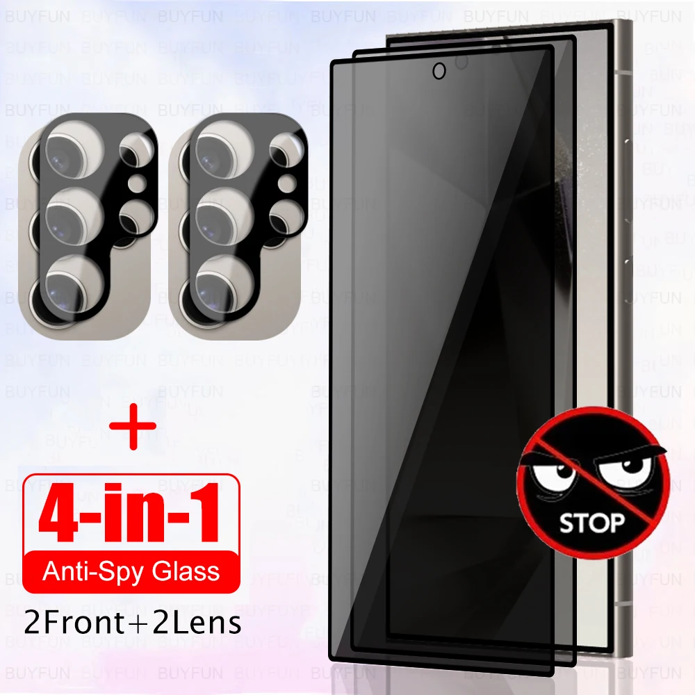 Закаленное защитное стекло 4 в 1 для Samsung Galaxy S24 Ultra Plus 3D протектор камеры S24ultra + S24plus