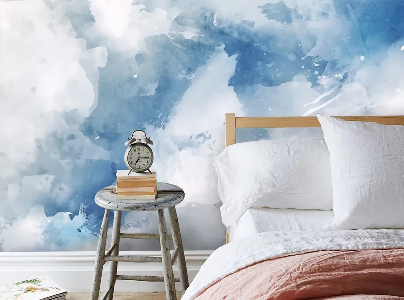 

Cloud Peel And Stick Wallpaper Aesthetic Sky Pastel Color Non Woven Self Adhesive Removable Wall Mural