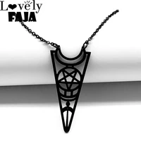 wicca pentagram pentacle moon hollow choker necklace goth vintage black stainless steel witch necklaces geometric jewelry n422