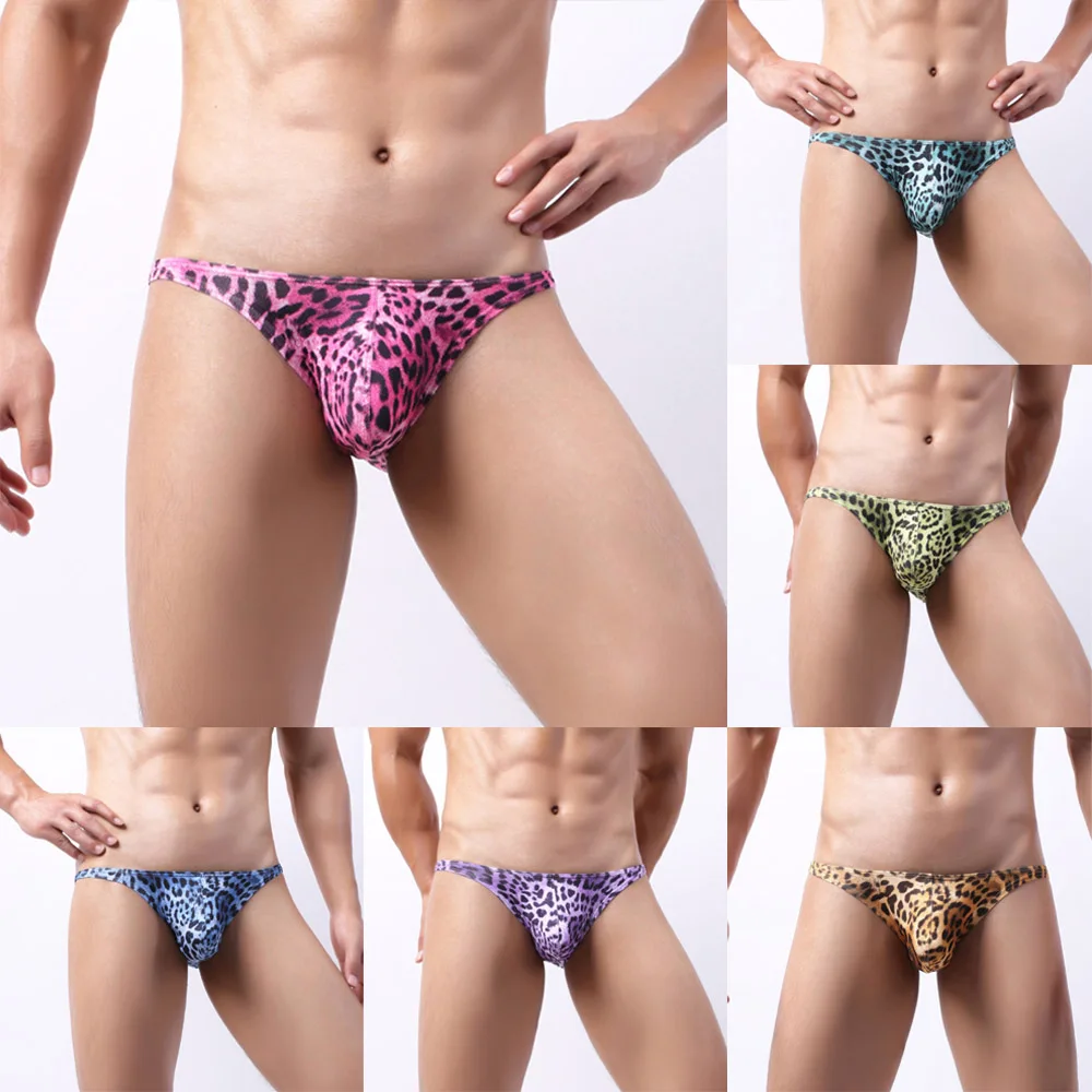 Мужские трусы леопардовое нижнее белье мягкое с низкой талией бикини стринги